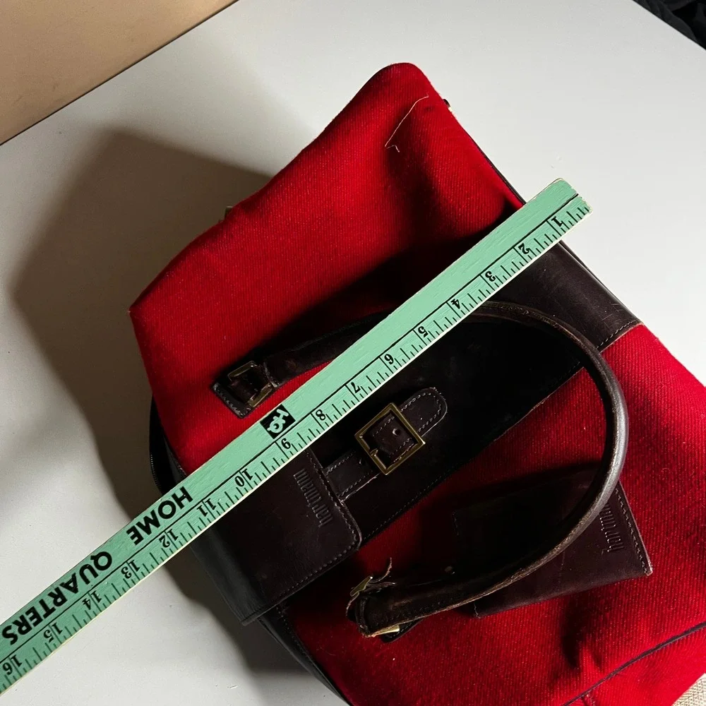 Hartmann Vintage Red Wool Leather Trim Duffel Bag Travel Carry On Luggage